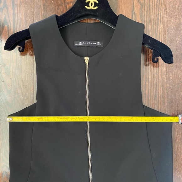 Zara Sz S Black Crepe Jumpsuit Wide Leg Crop Zip Front Sleeveless small - Picture 9 of 13